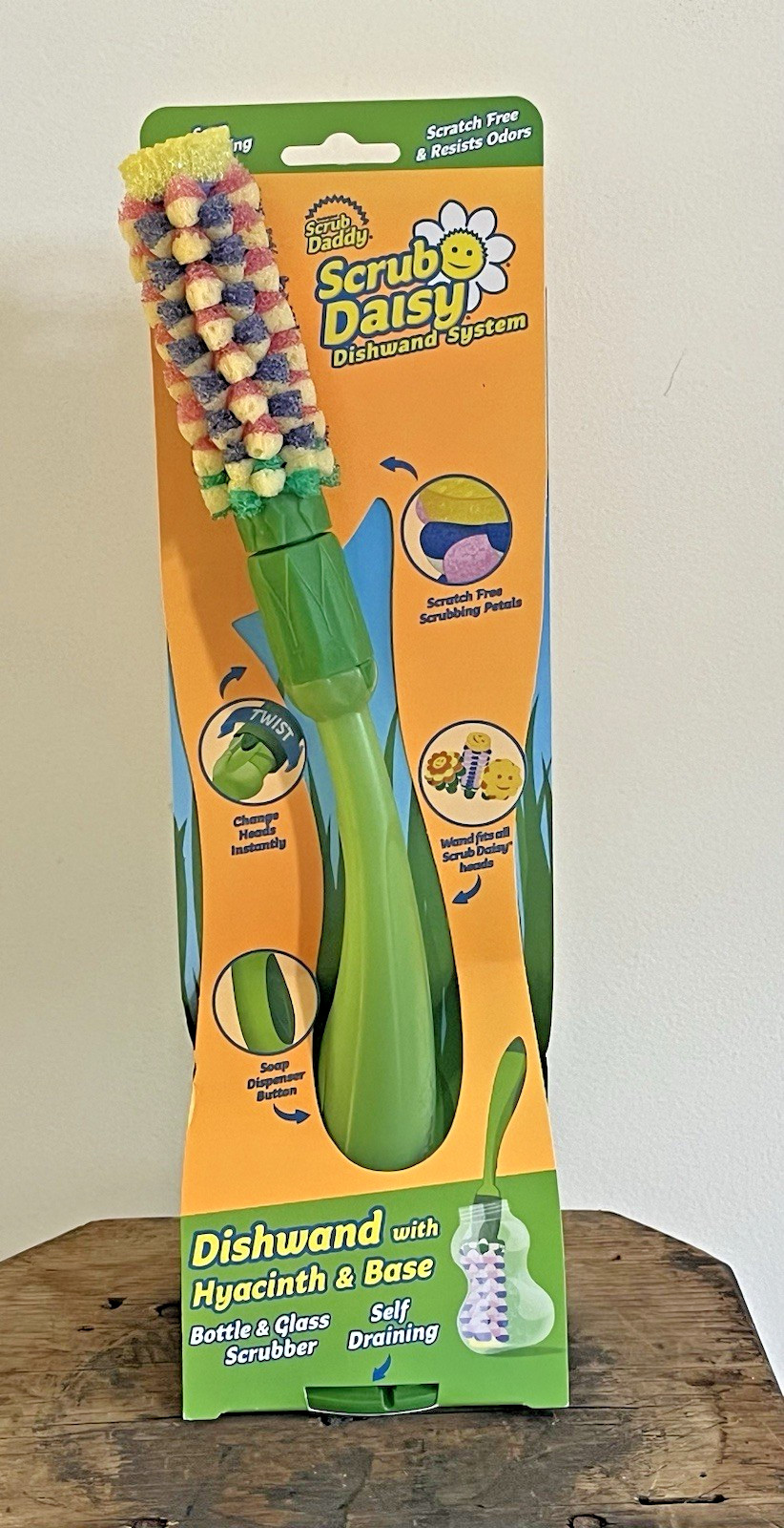New Scrub Daisy Daddy Hyacinth & Base Dishwand System Bottle Glass Scrubber