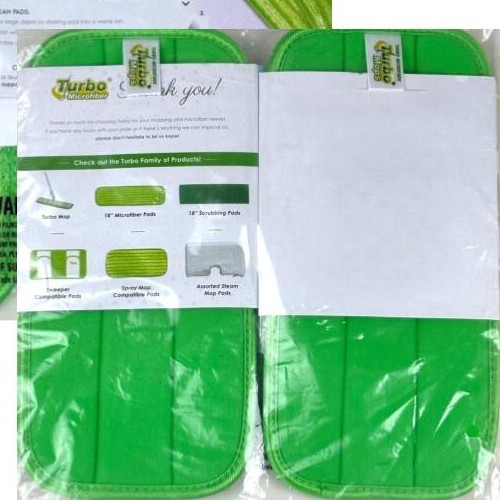Turbo Microfiber Green Reusable Washable Mop Pads 2-Count