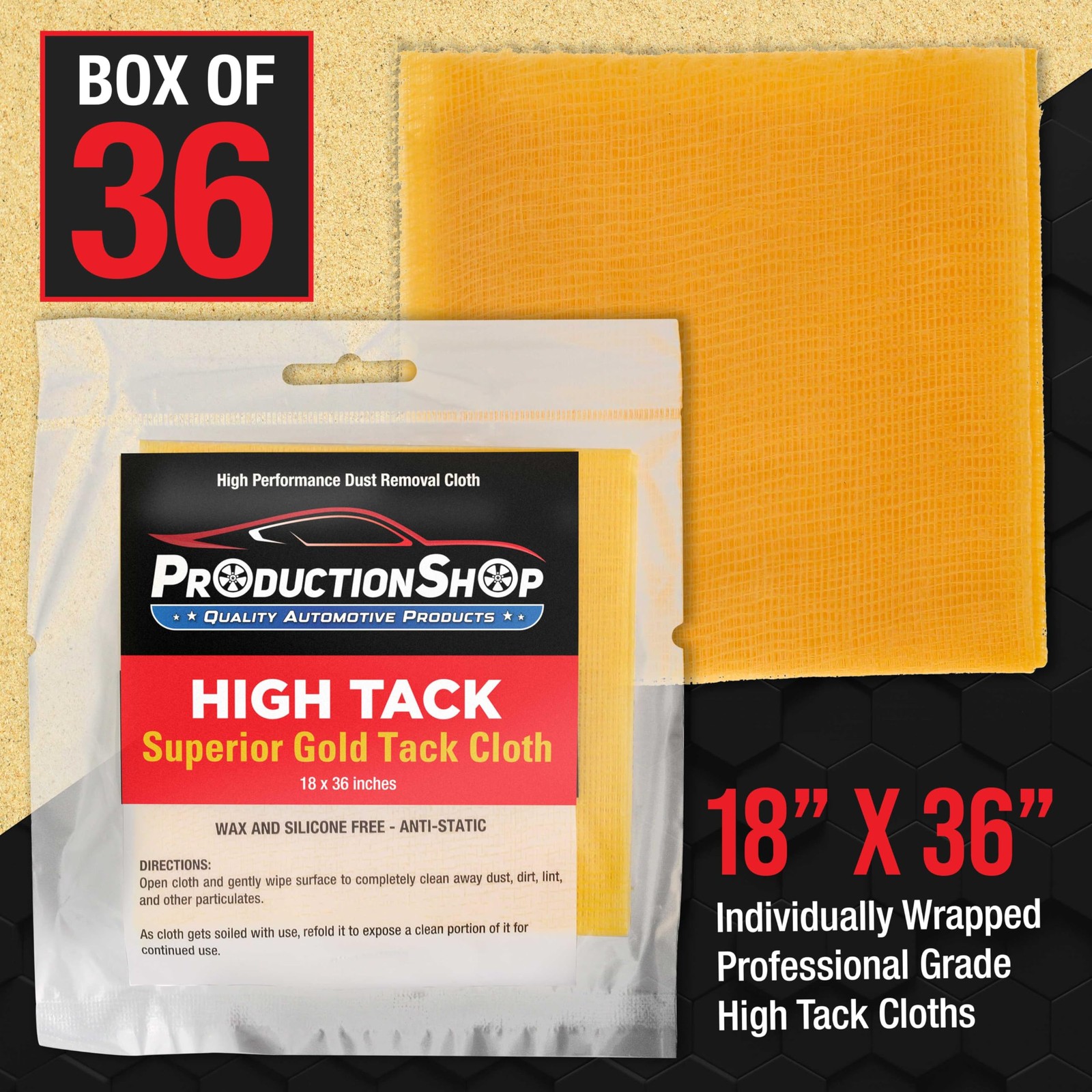 36 PCS High Tack Superior Gold Cloths Auto Woodworking Dust Sanding AntiStatic
