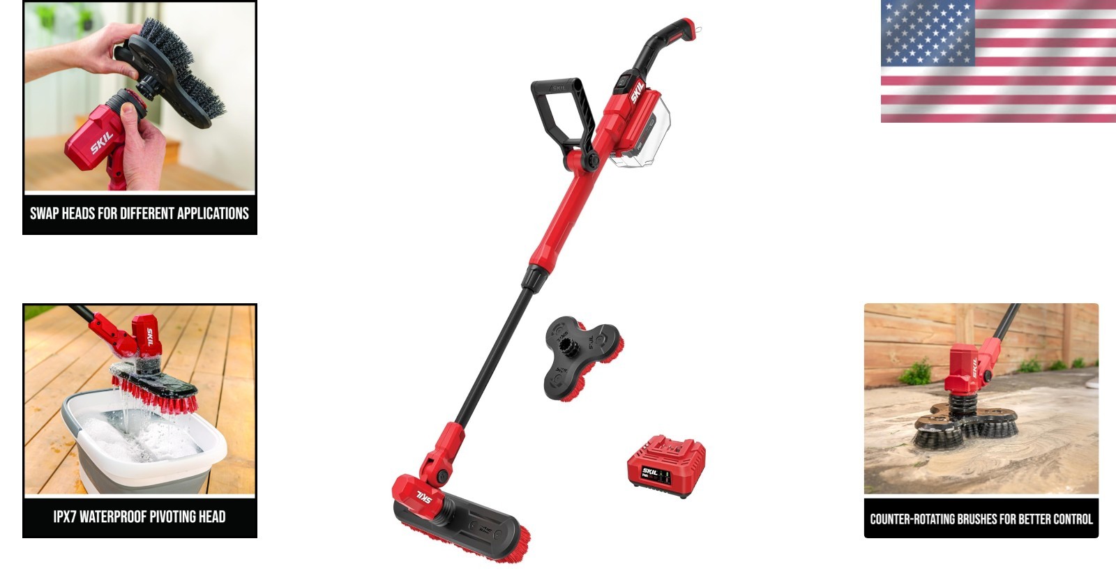 20V Cordless Power Scrubber with Interchangeable Brushes for Effective Cleaning