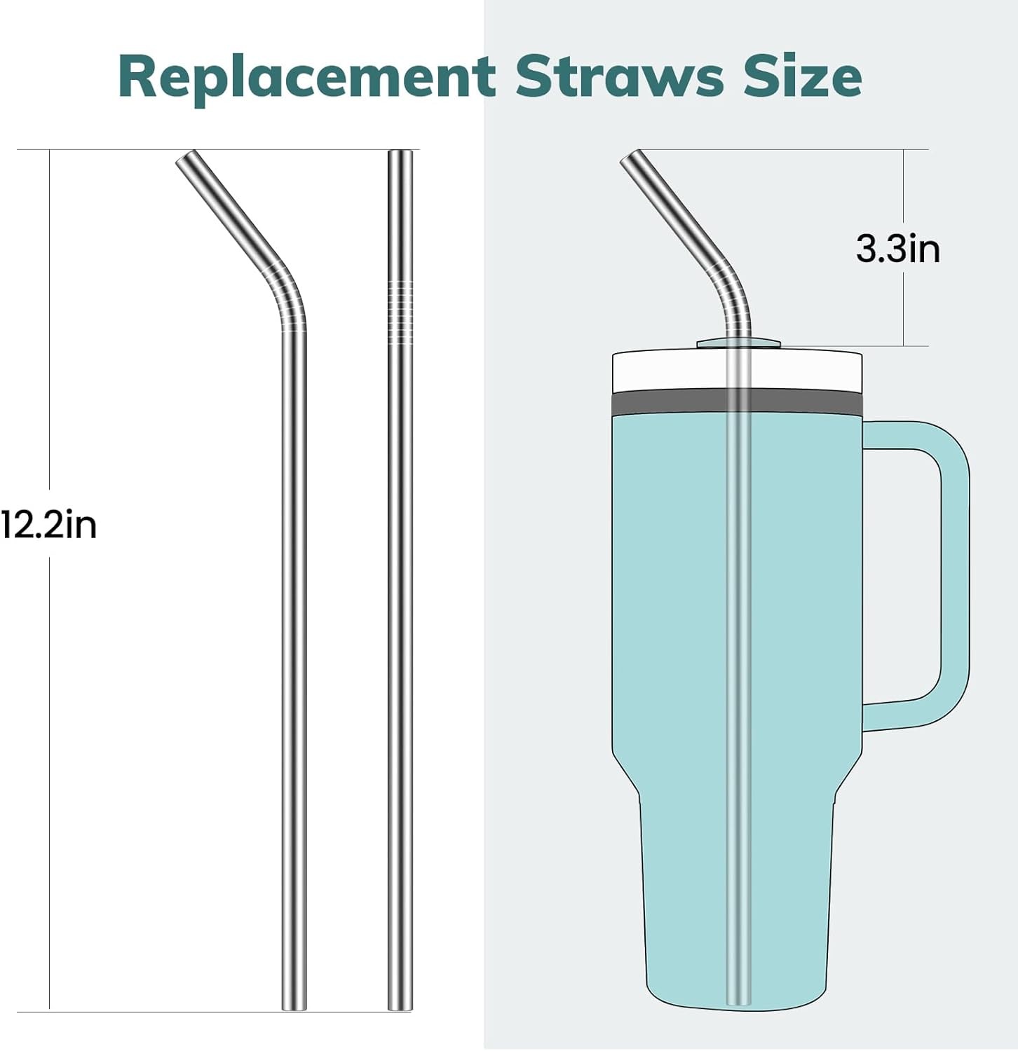 6 Pack Metal Straws for Stanley 40 oz Tumbler, Stainless Steel Reusable