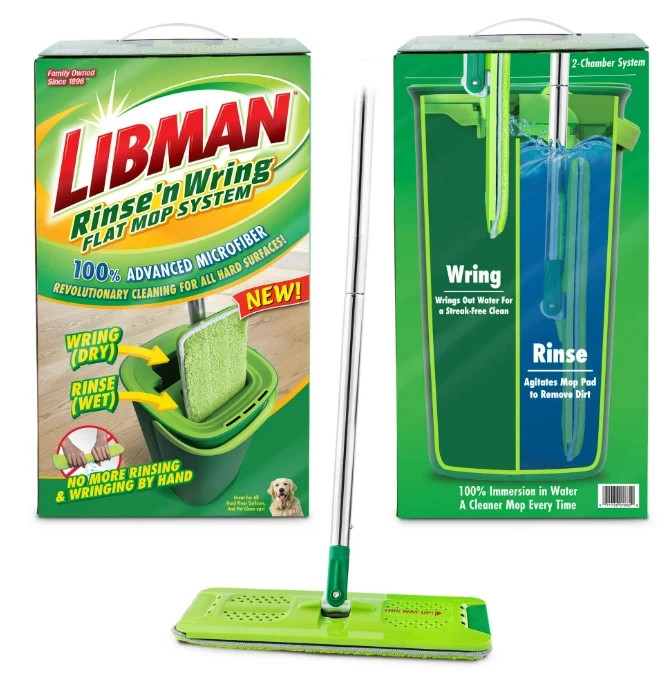 Libman Rinse N Wring Flat Mop System with Microfiber Pad