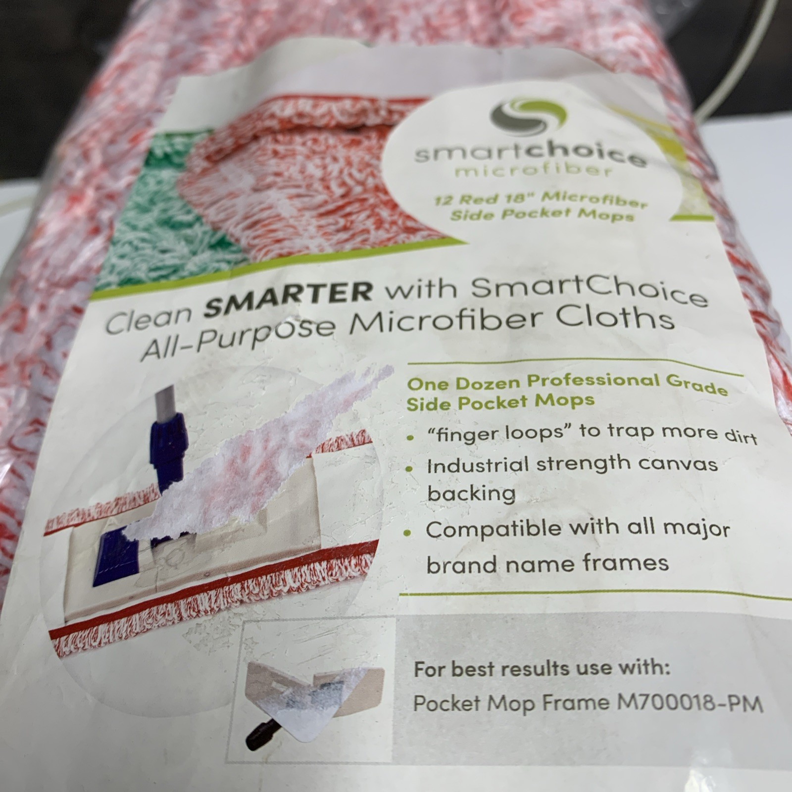 12 Pack Smart choice Microfiber Side Pocket Mops 18”