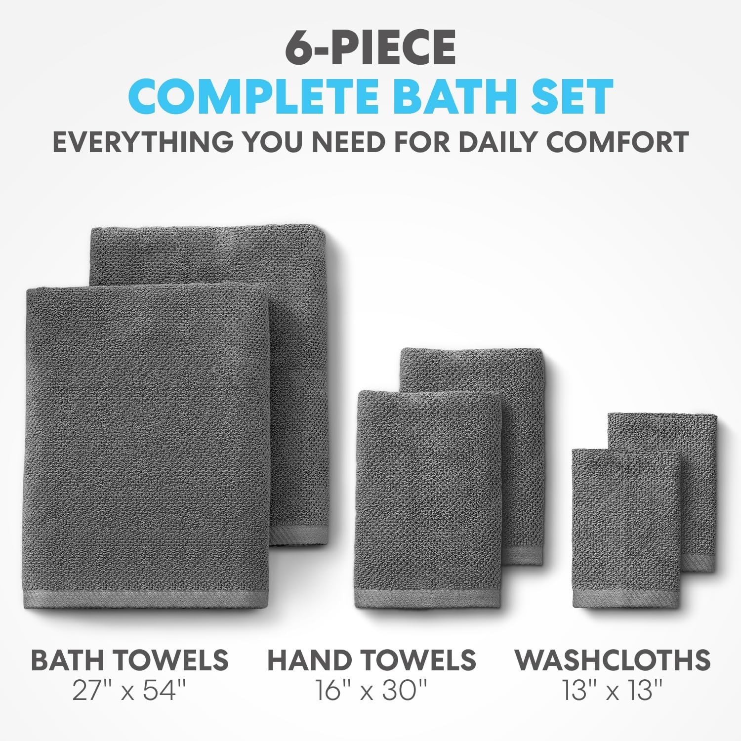 Simpli-Magic 79451 Popcorn Textured Bath Towels Set, 2 Bath Towels, 2 Hand