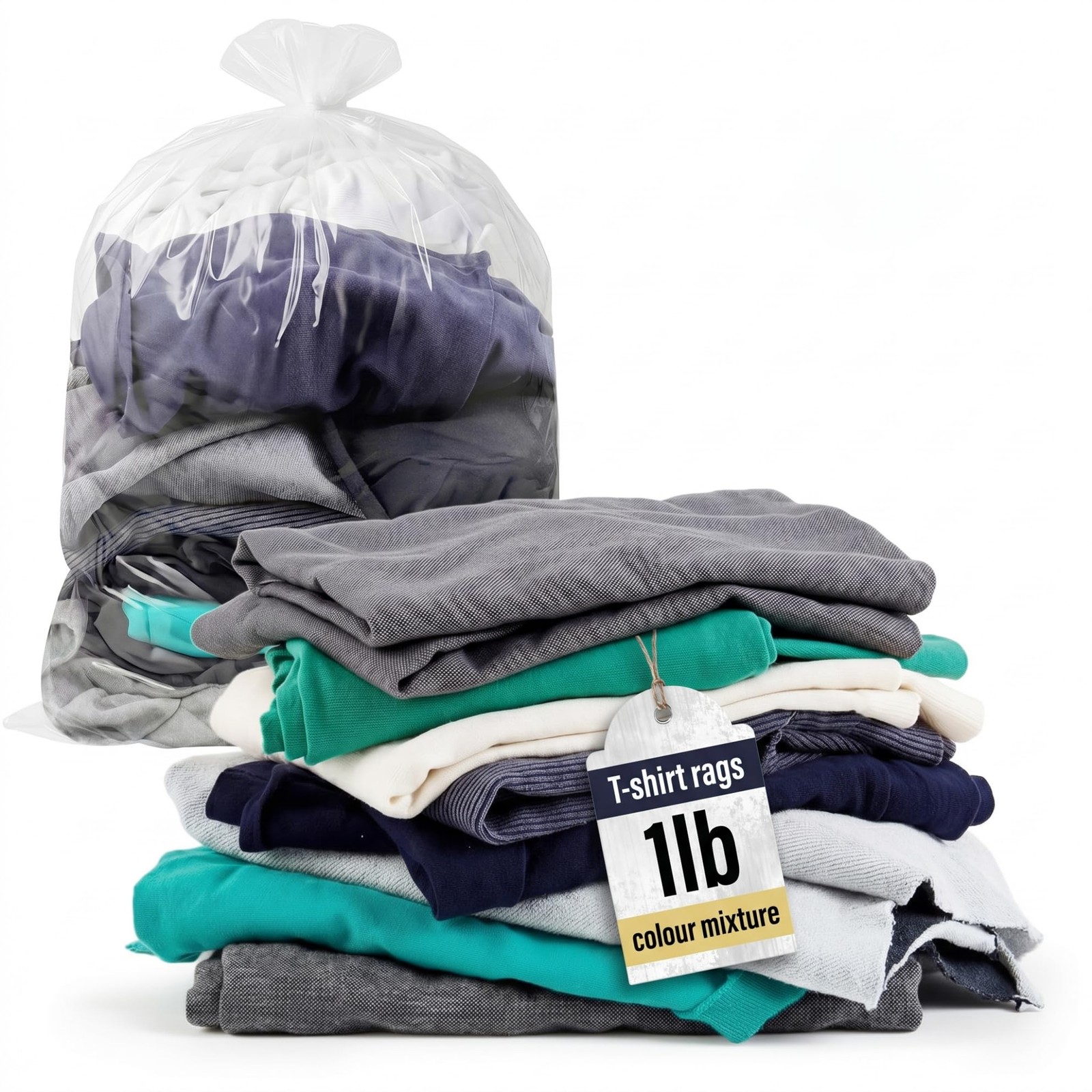 1 lb Mixed Colors T-Shirt Bag of Rags Cleaning Cloths Cotton Blend Rags Lint …