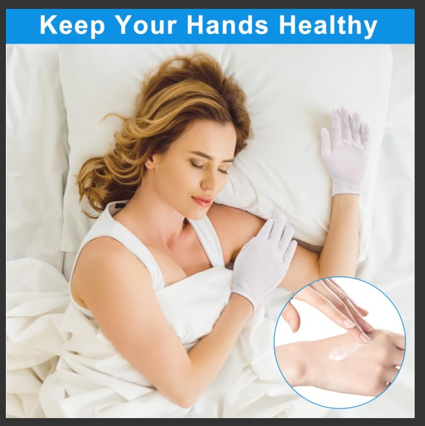 3 Pairs White Cotton Gloves for Dry Hands Sleeping, Premium Large,