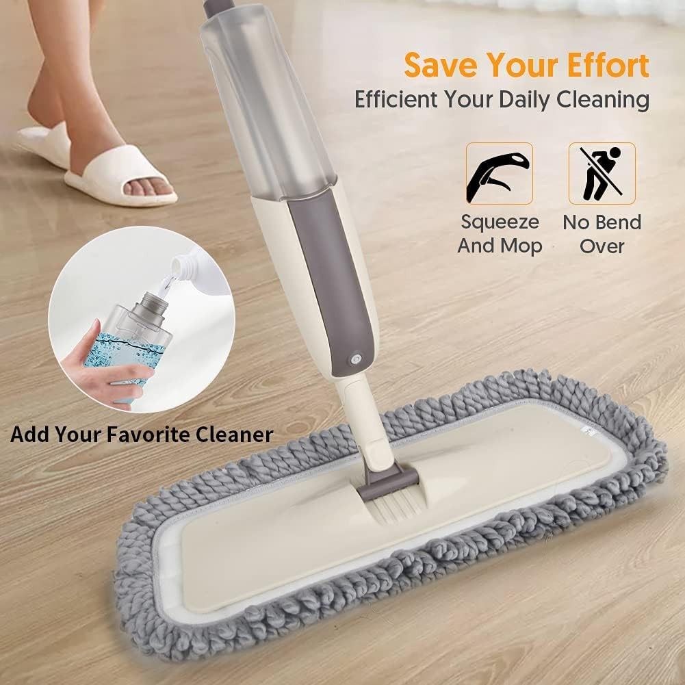 Microfiber Spray Mop for Hardwood Cleaning – 3 Reusable Pads, Lightweight Design