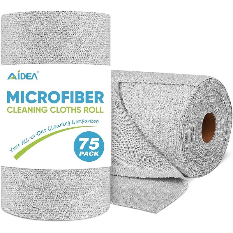Microfiber Cleaning Cloths Tear-Away Rolls Lint-Free High Absorbency 75 Count US