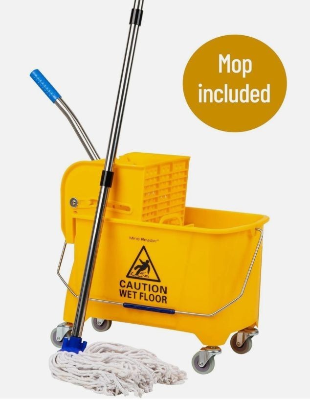 Mind Reader Bucket With Wringer And Mop Set, 22 Qt, Yellow New in Box 5.5 Gal