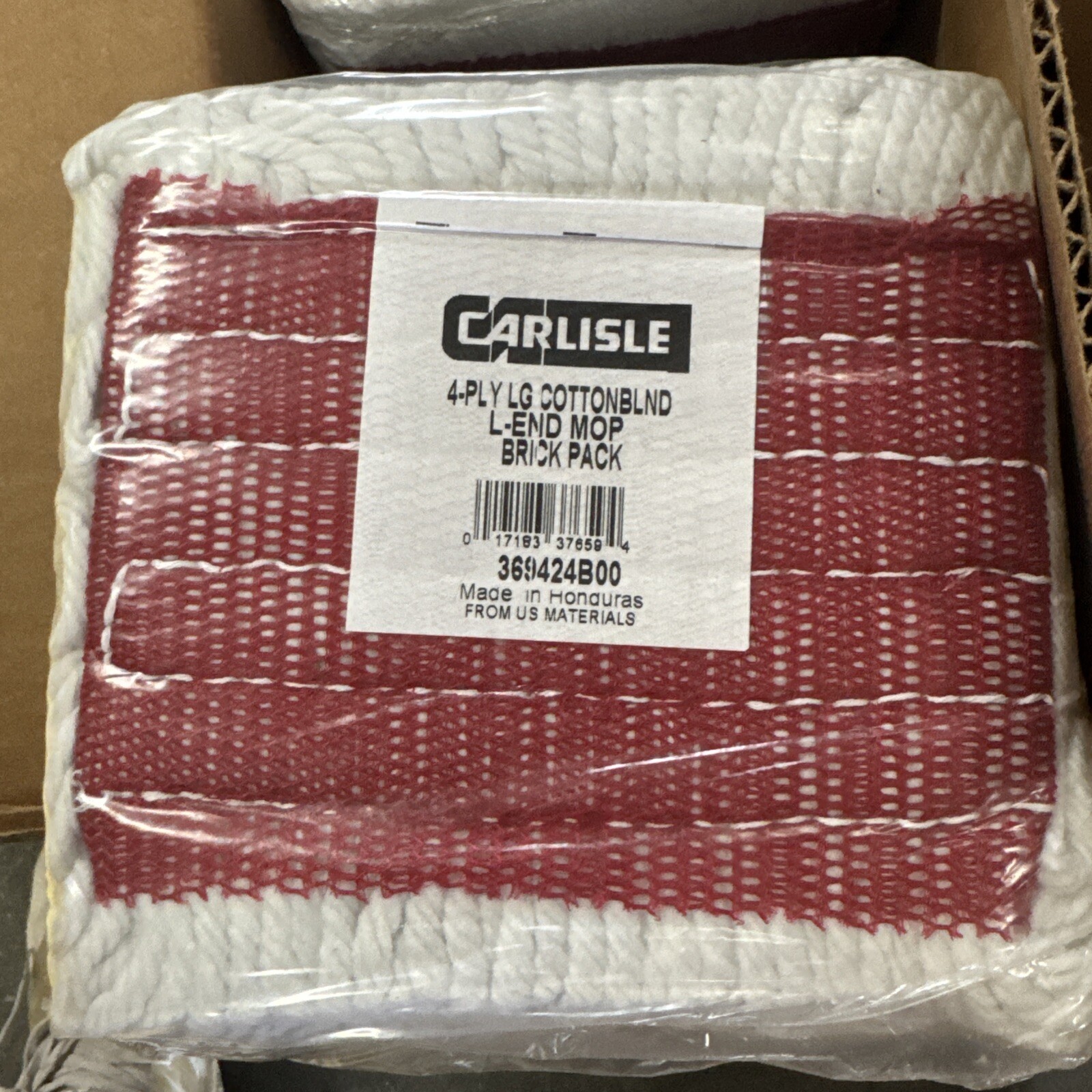 12 Large Carlisle Commercial 4-Ply Cotton Blend Looped End Replacement Mop Head