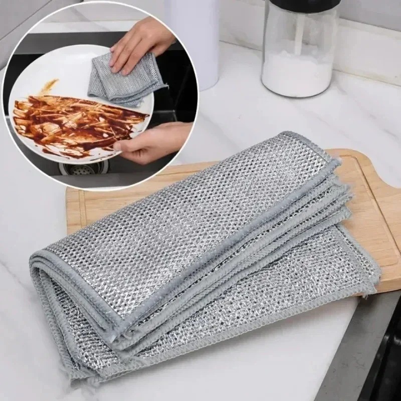 Mesh Wire Multi-Purpose Wash-Cloth Kitchen Deep Clean Towel Steel Pot Dish Rag