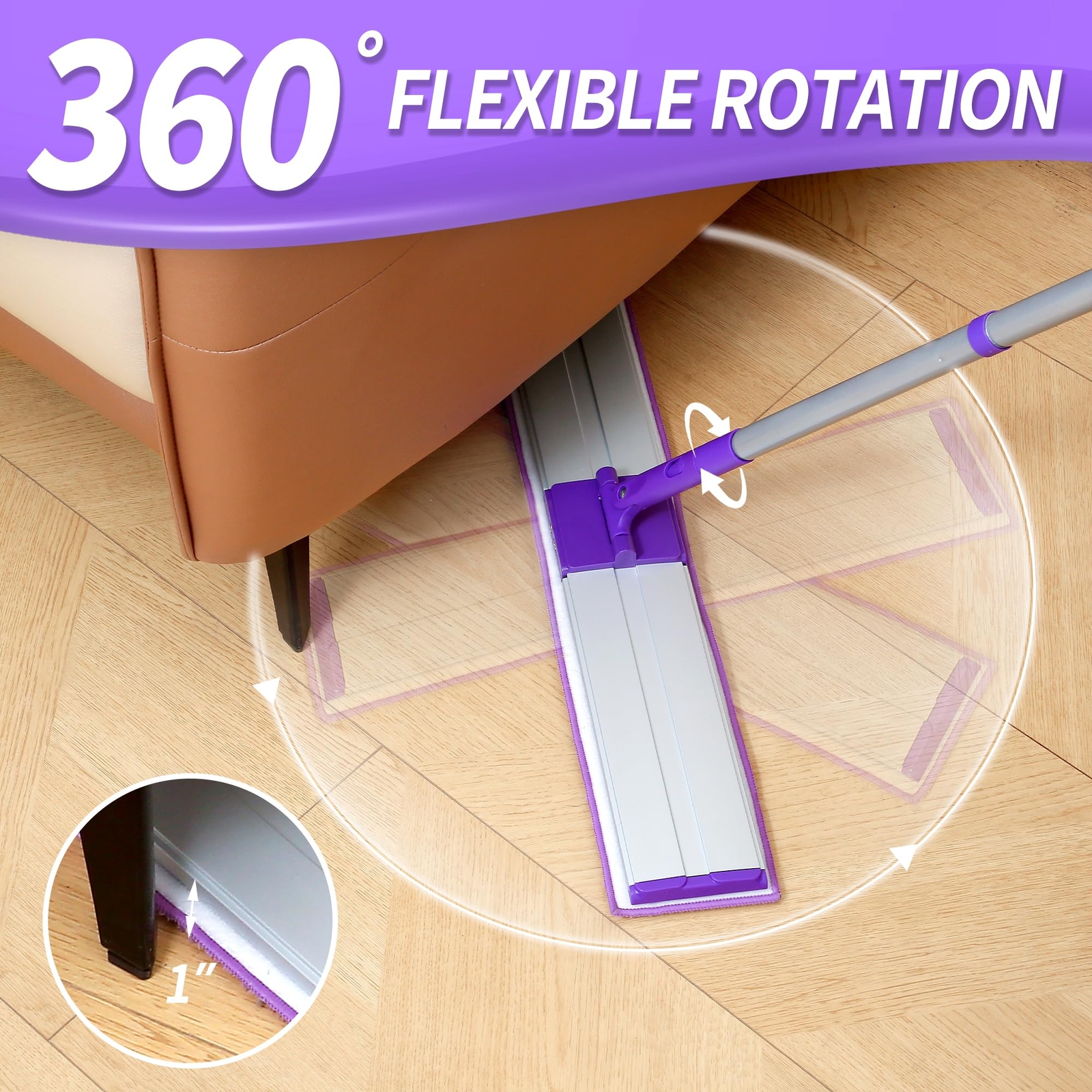 24″ Microfiber Mop For Floor Cleaning Dry And Wet Floor Mop For Hardwood Laminat
