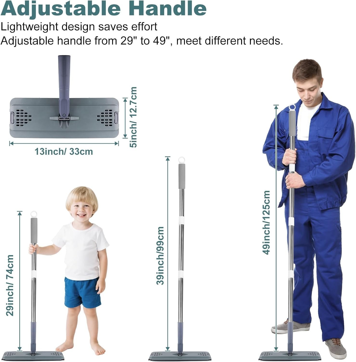 Flat Mop with 3 Pads, Microfiber Mops for Floor Cleaning Adjustable Handle 29…