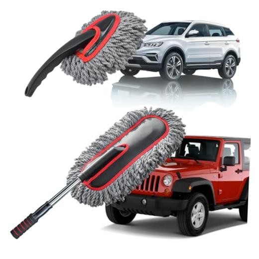 Car Duster Kit, 2PCS Microfiber Exterior and Interior 2 Pack Gray / Red