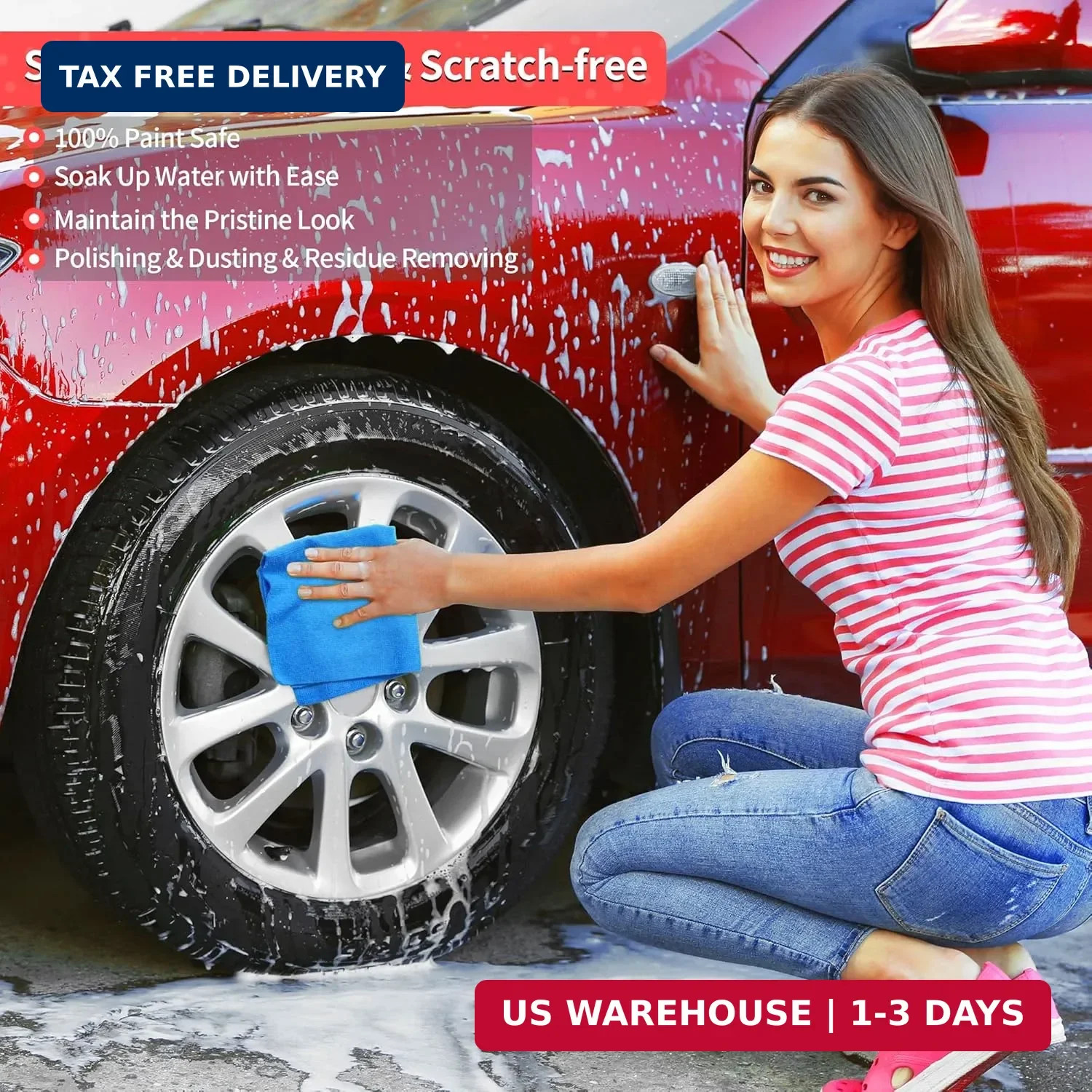 Shop Towels, 100 Pack Microfiber Towels for Cars, Microfiber Cleaning Cloths, Bu