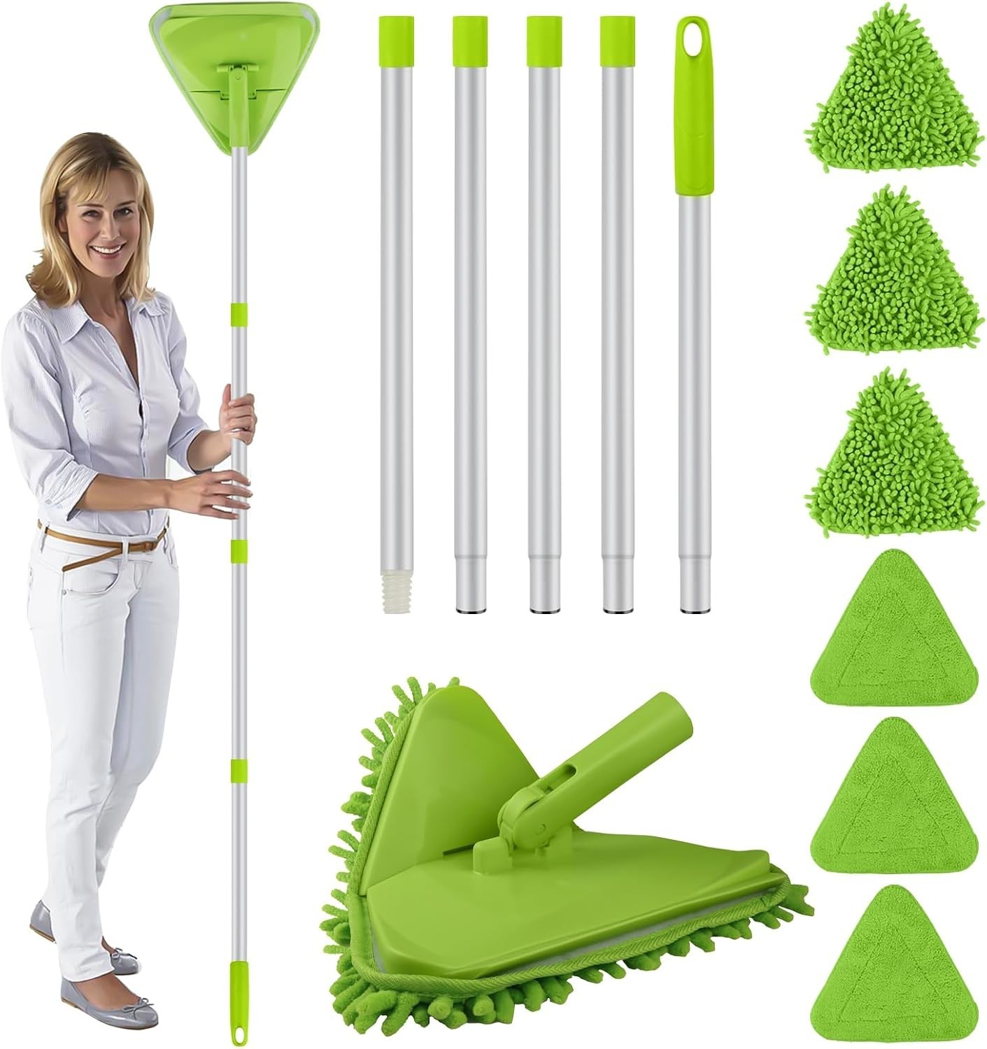 Wall & Baseboard Cleaner Mop Tool with 82” Long Handle, 360 Degree Rotating …