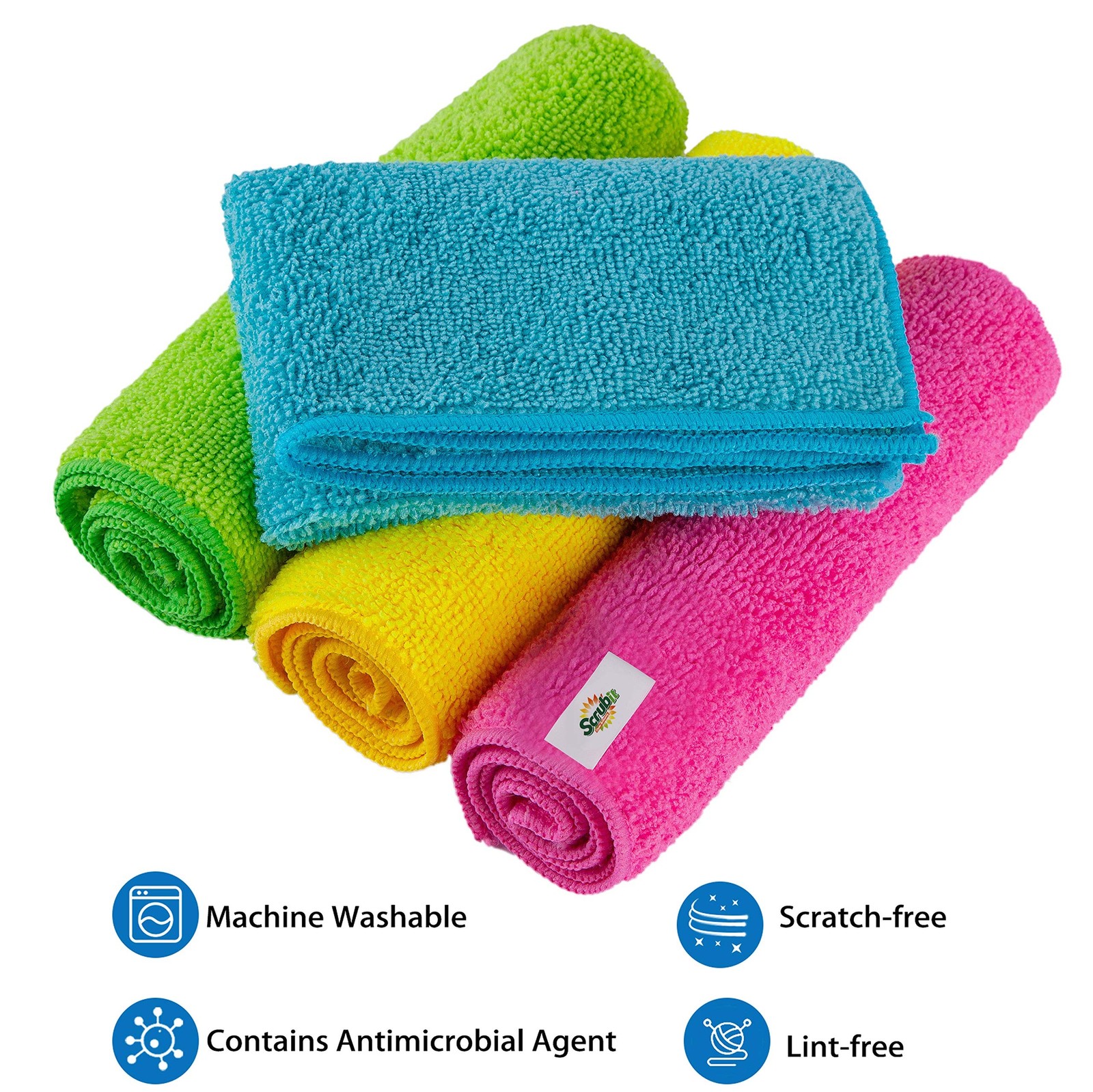SCRUBIT Microfiber Cleaning Cloth – 8PK- Super Soft Cloths for Kitchen, Car, …