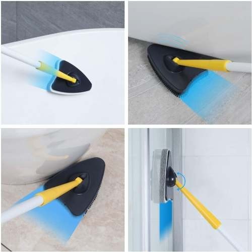 Tub Tile Scrubber Brush 2 in 1 Cleaning Brush Pole Stiff Bristles Scouring Pads