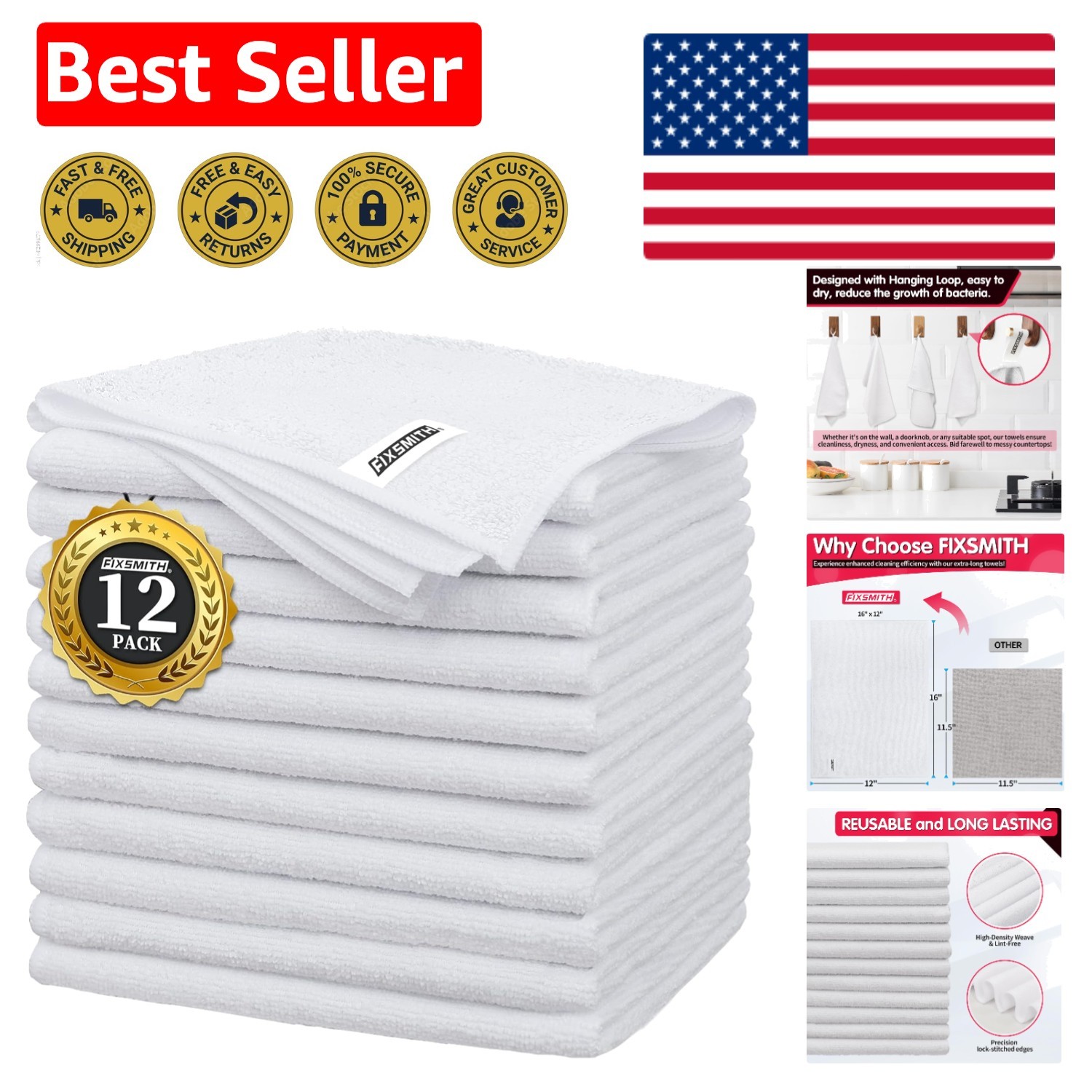 Ultra-Soft Microfiber Cleaning Towels – 12 Pack for Scratch-Free Cleaning