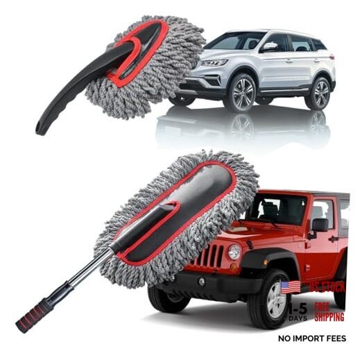 Car Duster Kit, 2PCS Microfiber Exterior and Interior 2 Pack Gray / Red
