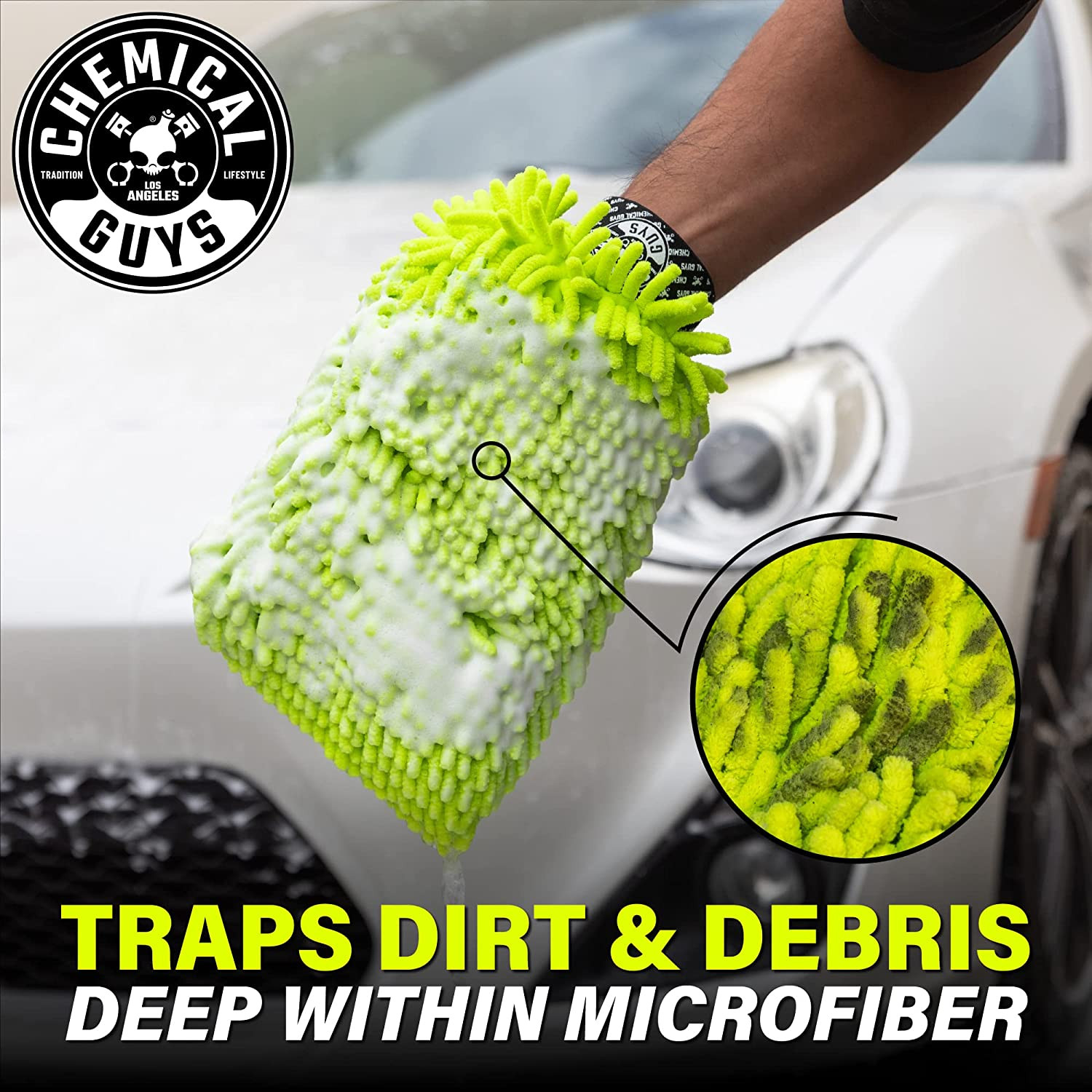 Chemical Guys Chenille Premium Scratch-Free Microfiber Wash Mitt for Car Washing