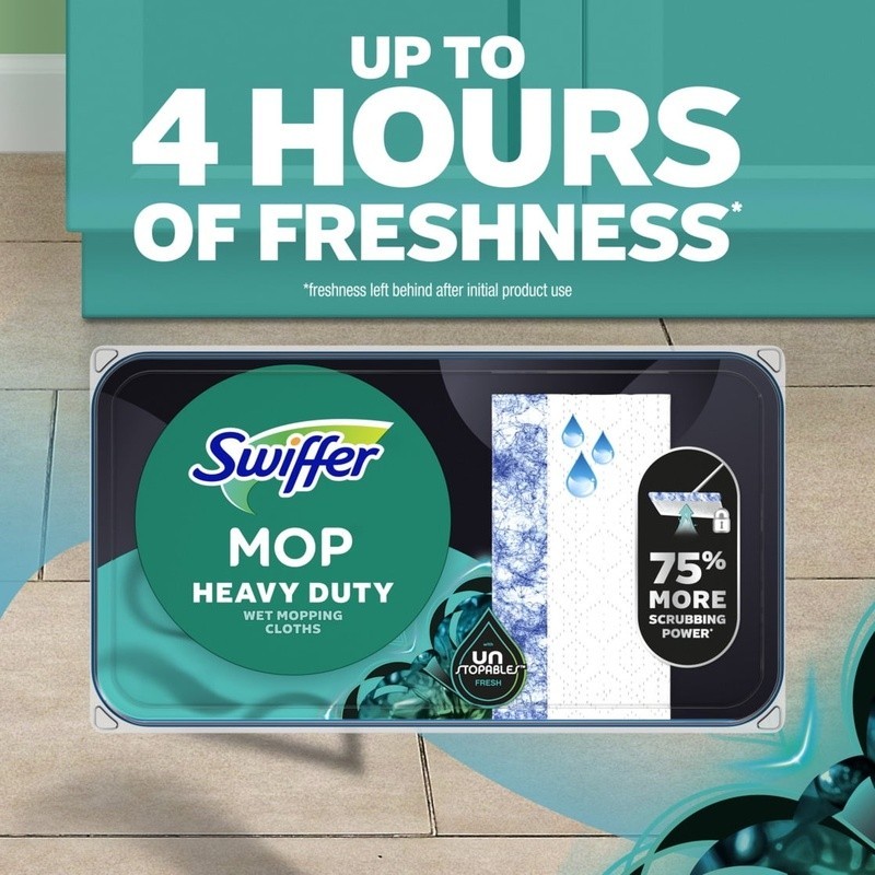 Heavy Duty Wet Mopping Cloths 75% More Scrubbing Power 20 Count Fresh Scent Pads