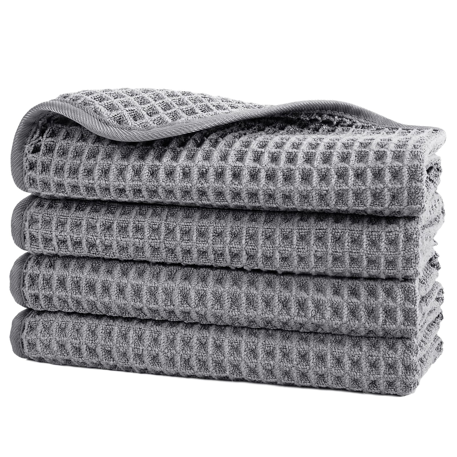 430 GSM Microfiber Lint Free Washcloth Face Towel, 13 x 13 in, 4 Pack (Waffle…