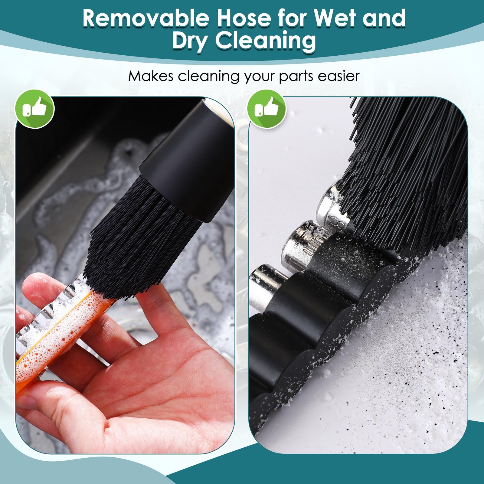 Dreyoo Parts Washer Brush with 27.5 Inch Flow Hose, Wear Resistant Black