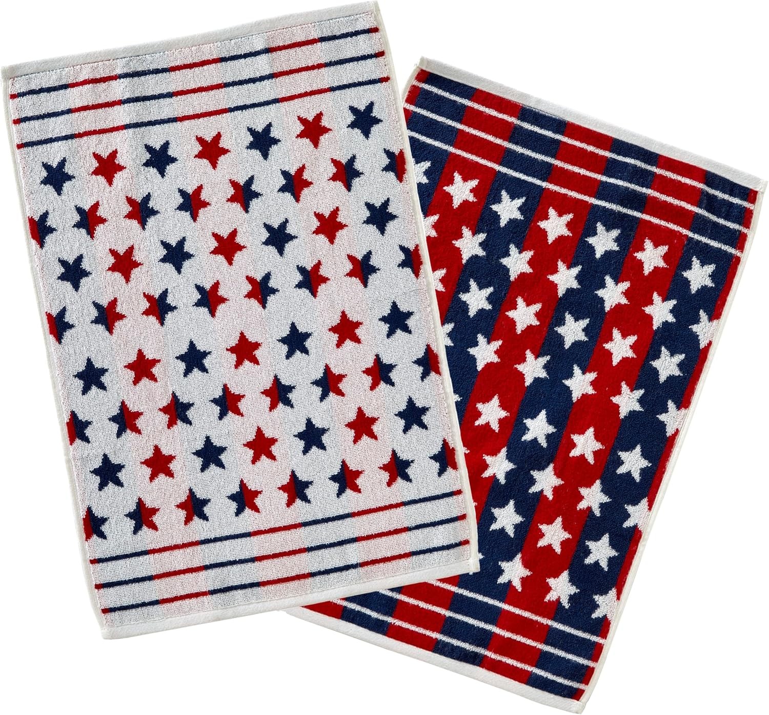 Patriotic 4th of July Red White and Stars Hand Towel Set, 2 Count