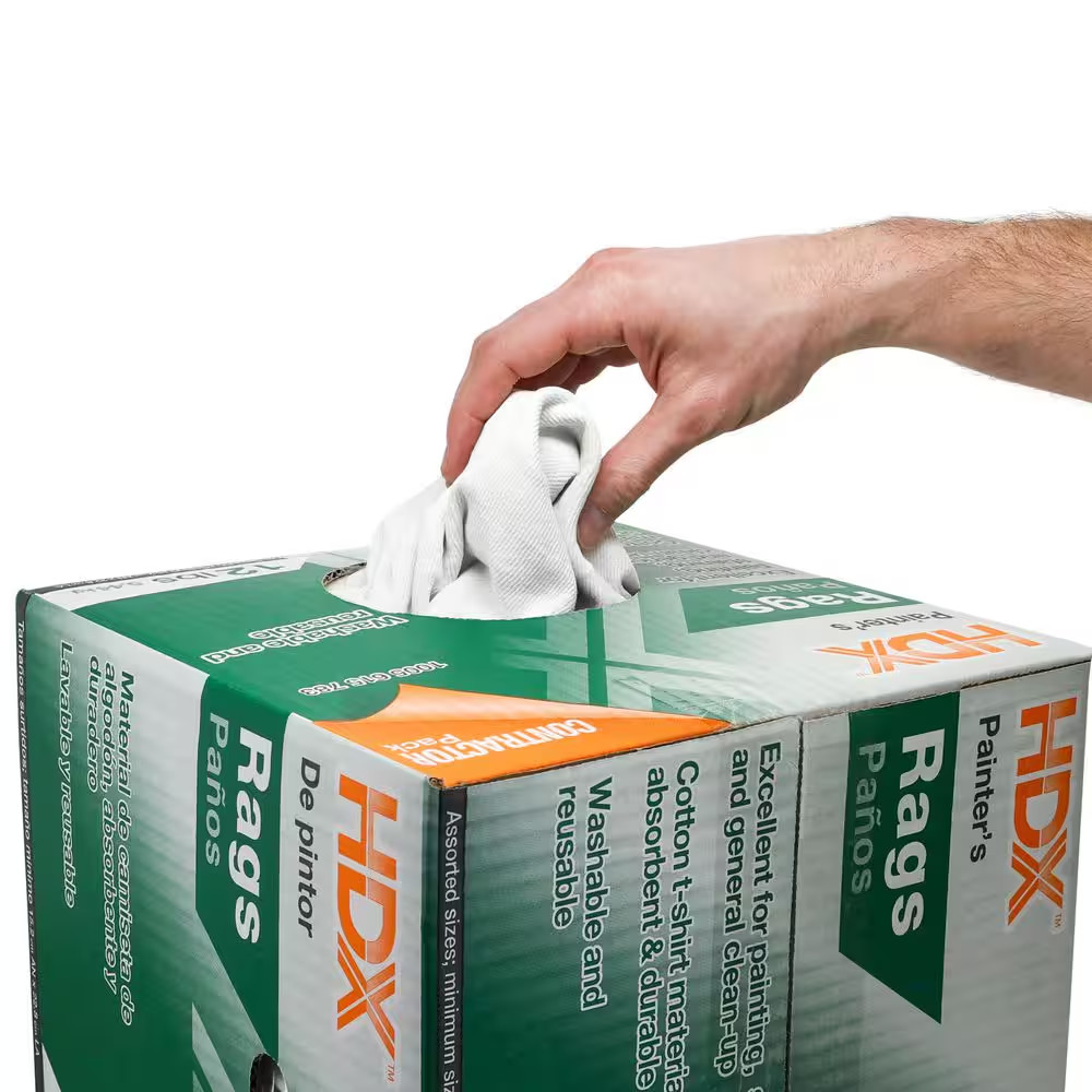 Painters Rags 12 lb Box White Absorbent Low Lint Multi Purpose Cleaning Cloths