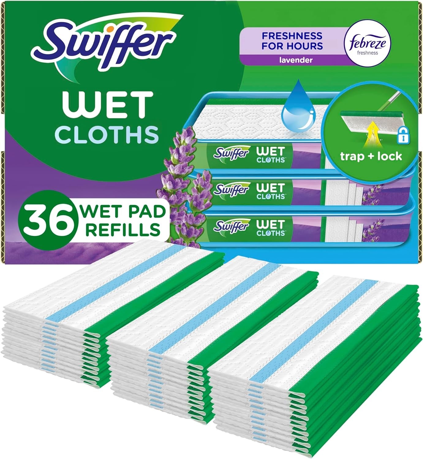 Sweeper Wet Mopping Cloth 36 Count Lavender