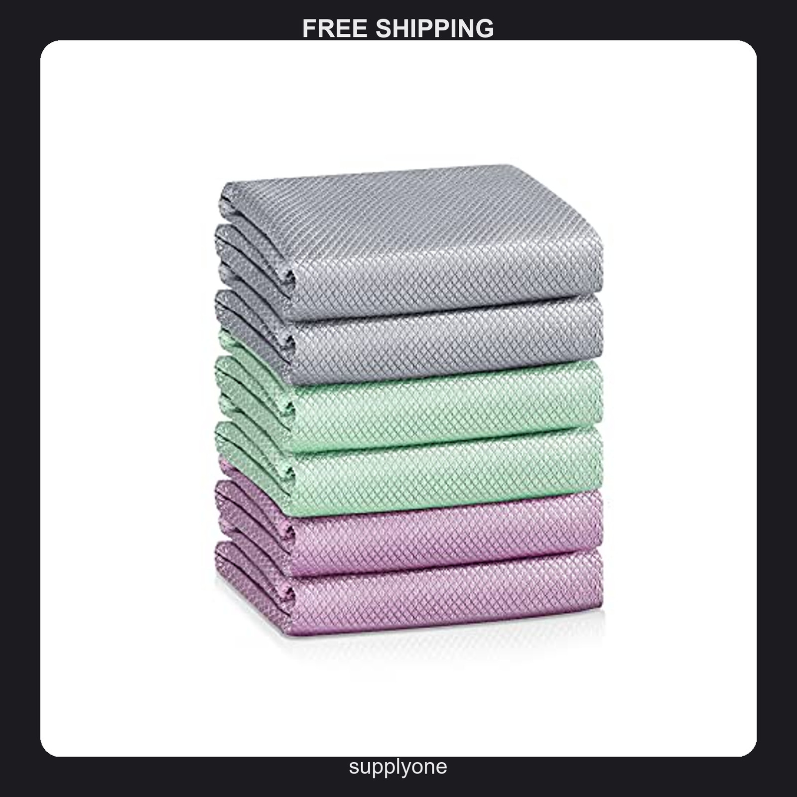 6 Pack Microfiber Cleaning Cloths 16×16 Inch Streak-Free Fish Scale Towels