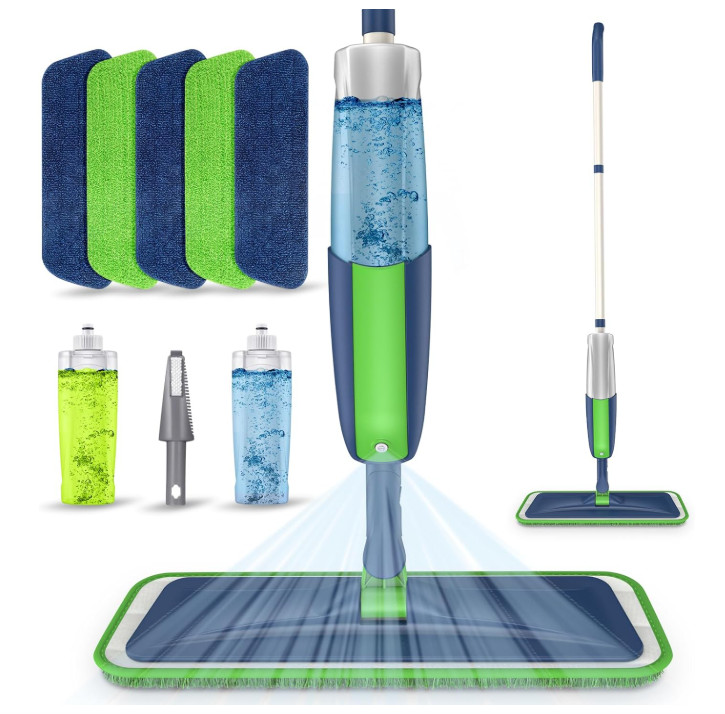 Mopa Spray para Suelos con 5 Paños Lavables y 2 Botellas Recargables