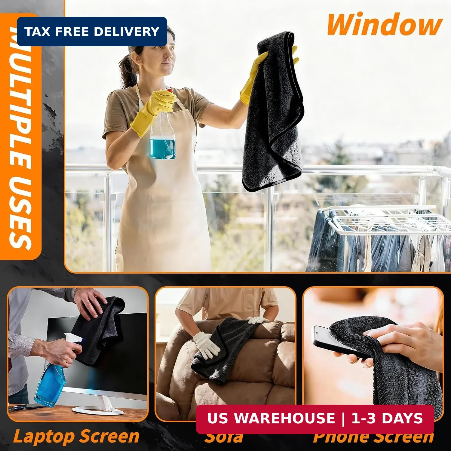 8 PCS Microfiber Towels for Cars 36×24 Inch Microfiber Cleaning Cloths Bulk Soft