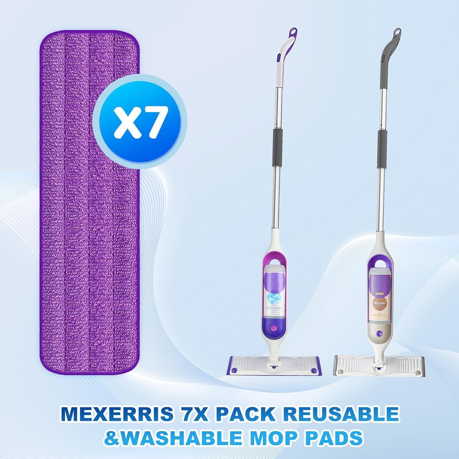 7 Pack Reusable Mop Pads for Swiffer PowerMop -MEXERRIS Multicolor PowerMop Pads