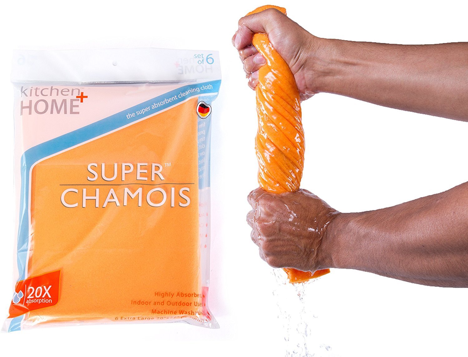 Shammy Towels – XL Super Absorbent German Chamois Drying Washing Cloths 6 Pack