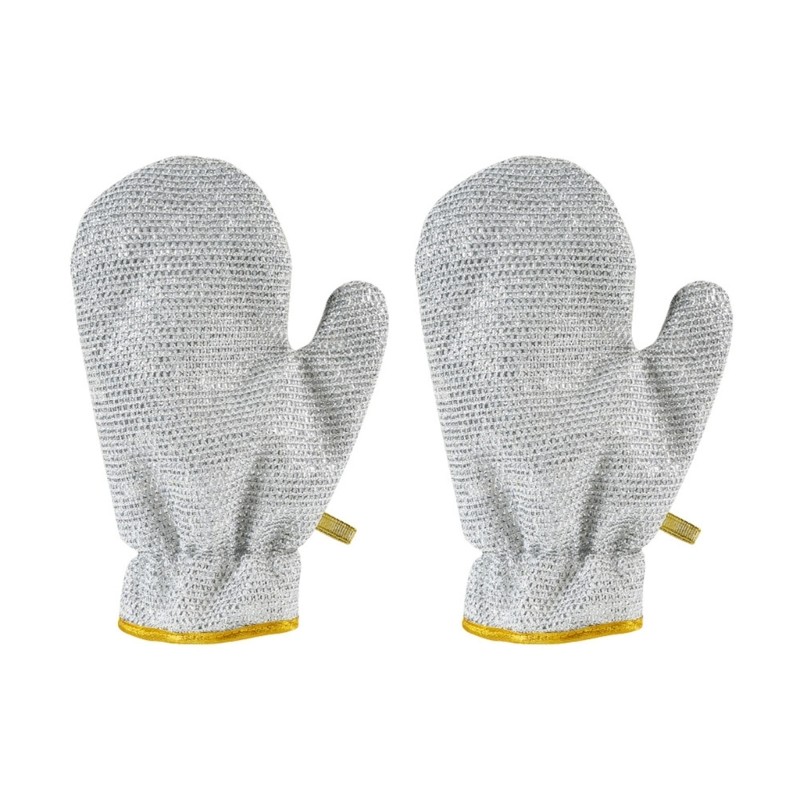 2pcs Reliable Silver Wire Cleaning Gloves Dishcloth NonSlip and Easy to Grip