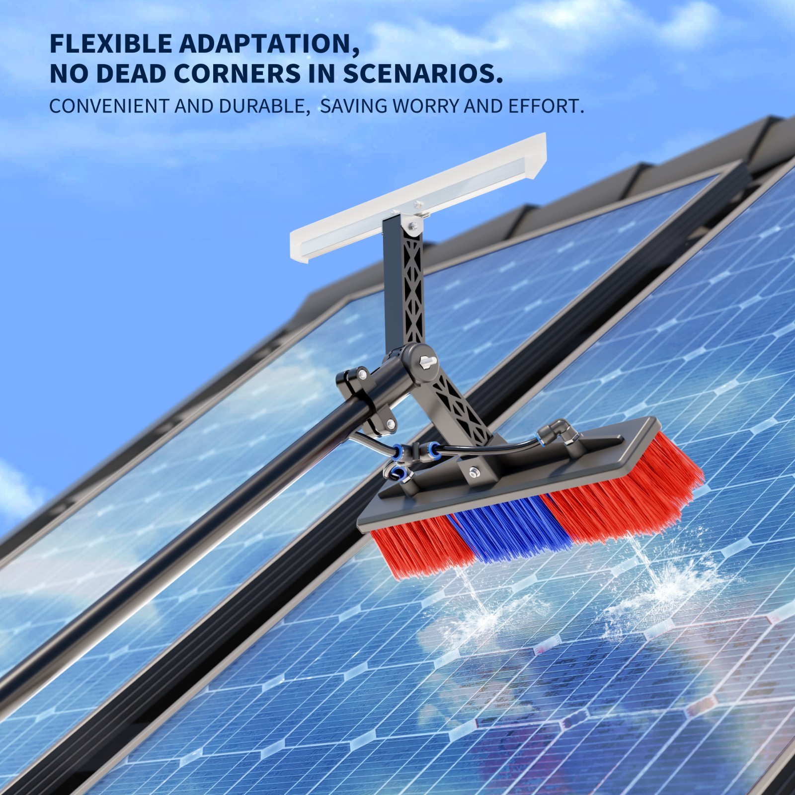 24FT Solar Panel Cleaning Brush&Squeegee Kit Proffesional Window Washing Tool
