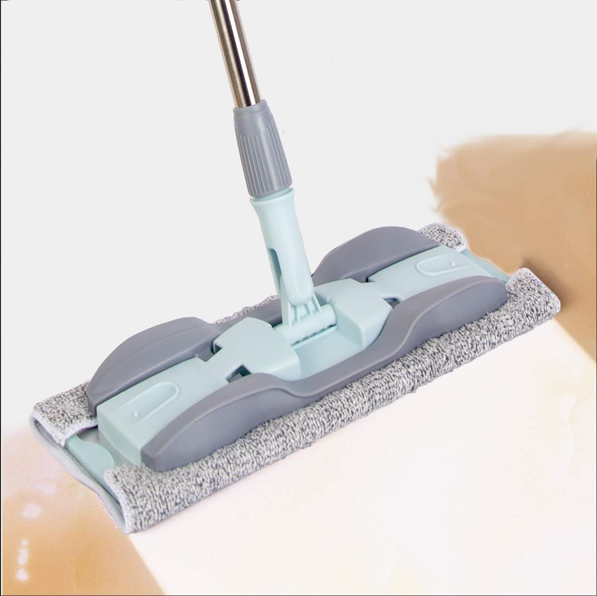 2-in-1 Microfiber Mop for Wet & Dry Use, 15-Inch with 4 Washable Pads, Adjust…