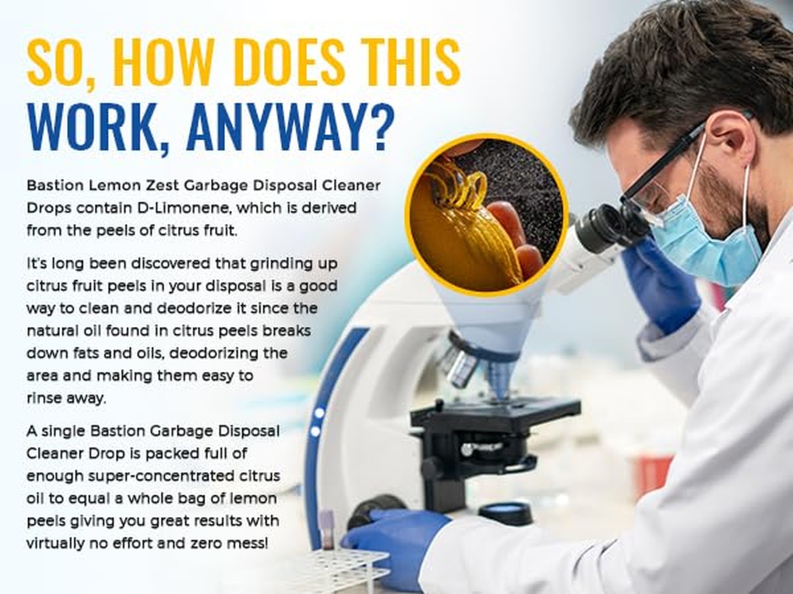 Bastion Garbage Disposal Cleaner and Deodorizer Drops- [[50-Count]] Lemon Zes…
