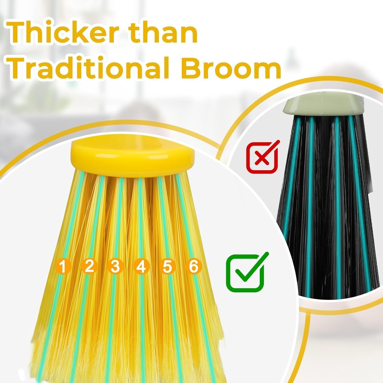 Heavy Duty Soft Bristle Brooms 6-Pack, 55″ Long for Effortless Floor Cleaning