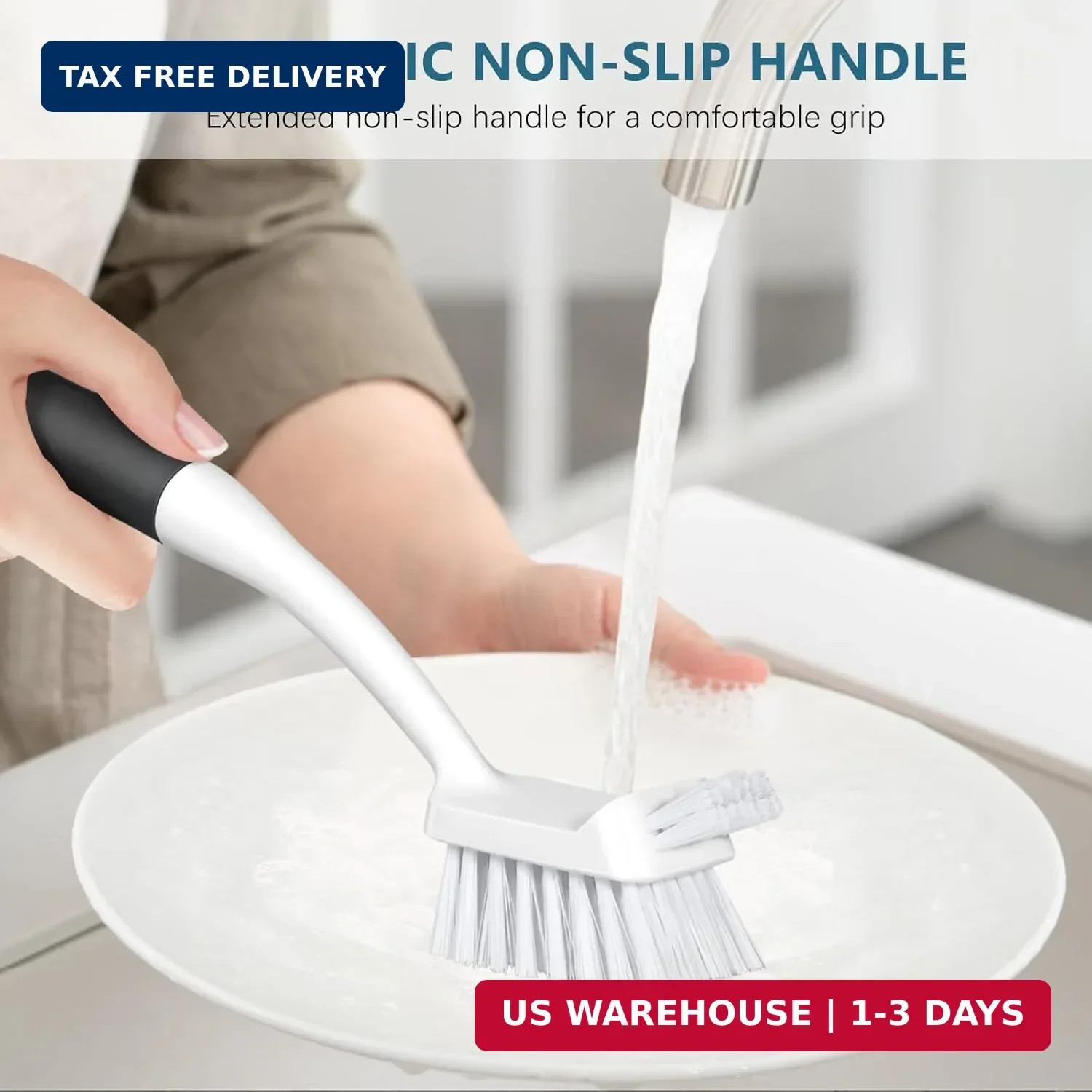 SetSail Dish Brush Set of 3 with Bottle Brush, Dish Scrub Brush with Long Handle