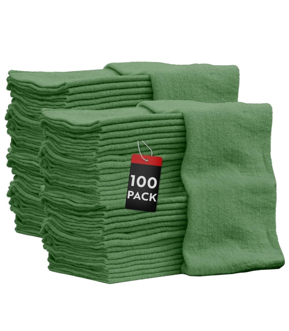 100 Pack Cotton Shop Towels Bulk Auto Mechanic Cleaning Rags Reusable Cloths Car