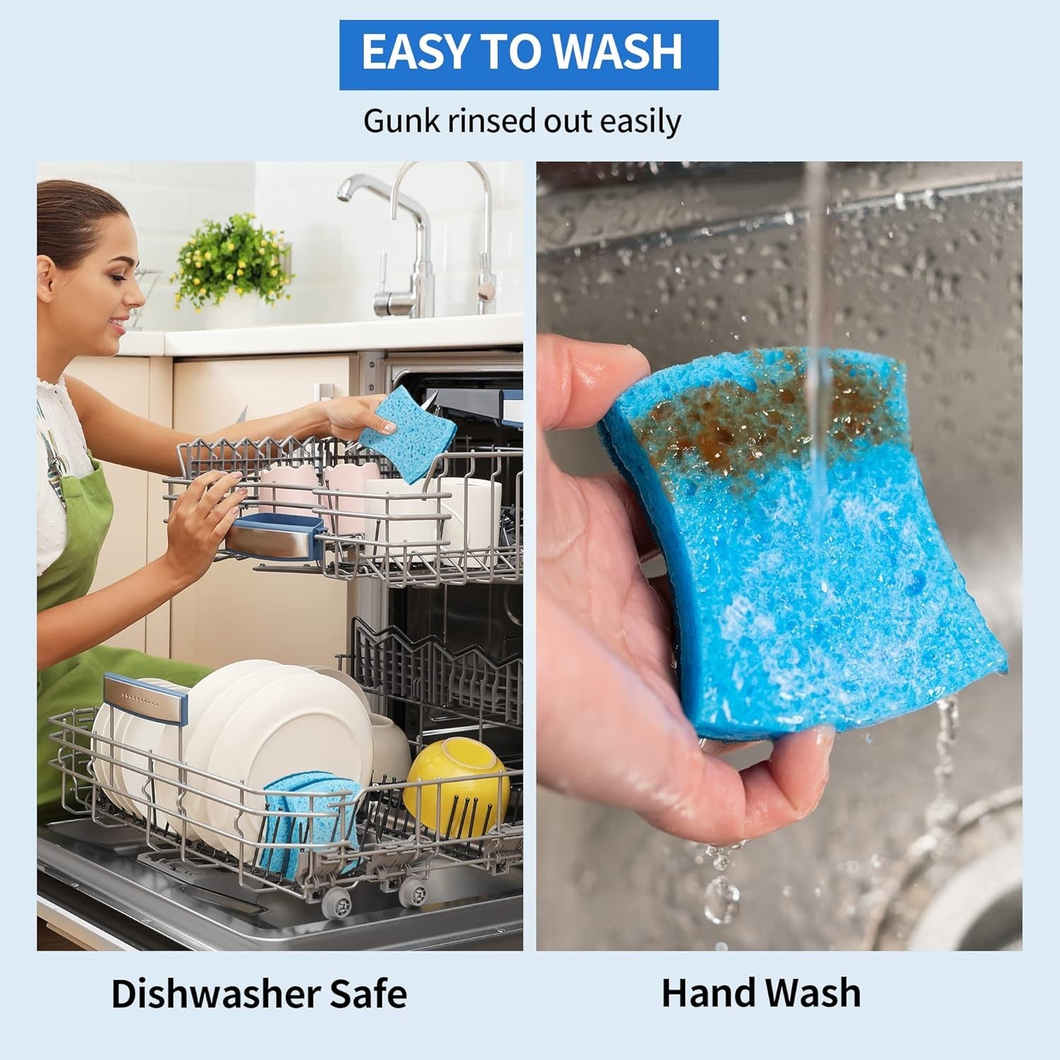 Non-Scratch Cellulose Scrub Sponges 12 Pack, Sponges Kitchen with Double-Side…
