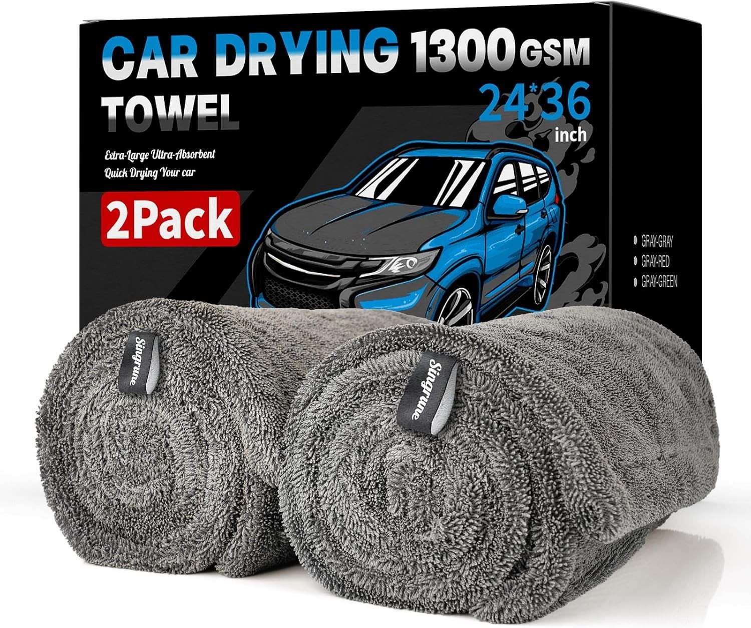 Twin Pack Extra Large 24×36 Microfiber Towels – Soft, Durable & Machine Washable