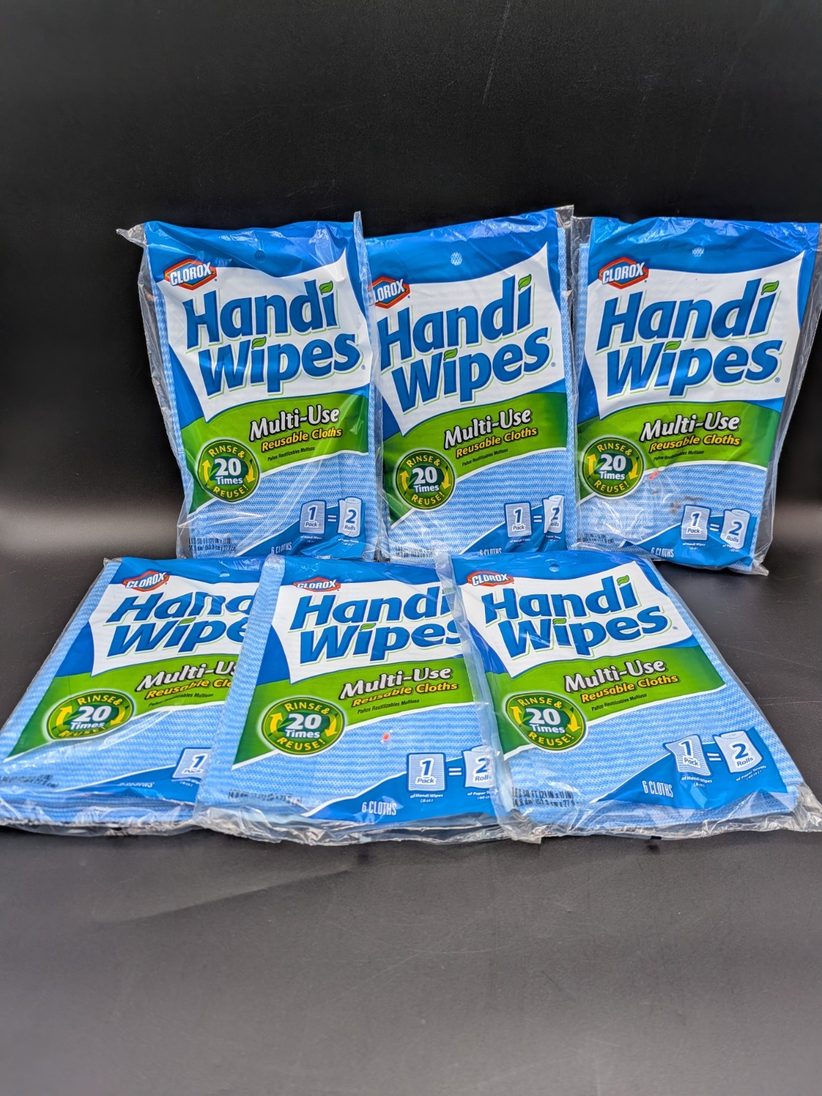 6 packs Clorox Handi Wipes Multi-Use handy Reusable Cloths, 6 Count = 36 Total