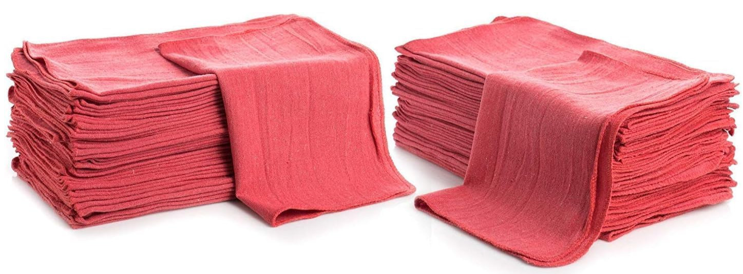 Simpli-Magic Cotton Shop Towels 14x12in 500 Pack Reusable Red Cleaning Rags