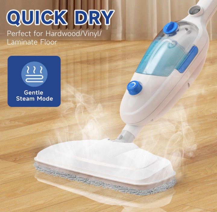 Mopa a vapor para pisos duros con vapor ajustable, cable largo y 2 paños, Nuevo