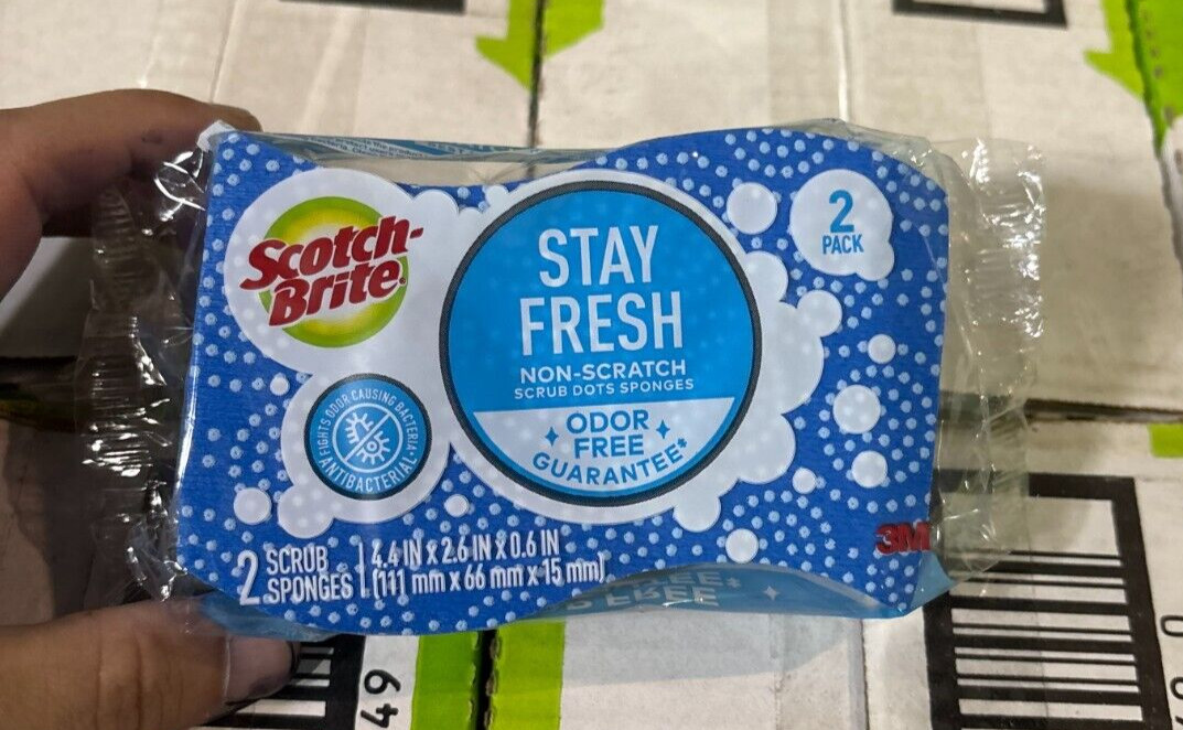 Scotch Brite Blue Non-Scratch Scrub Sponges 24 PACK 3M 2 pack Wrapped NEW