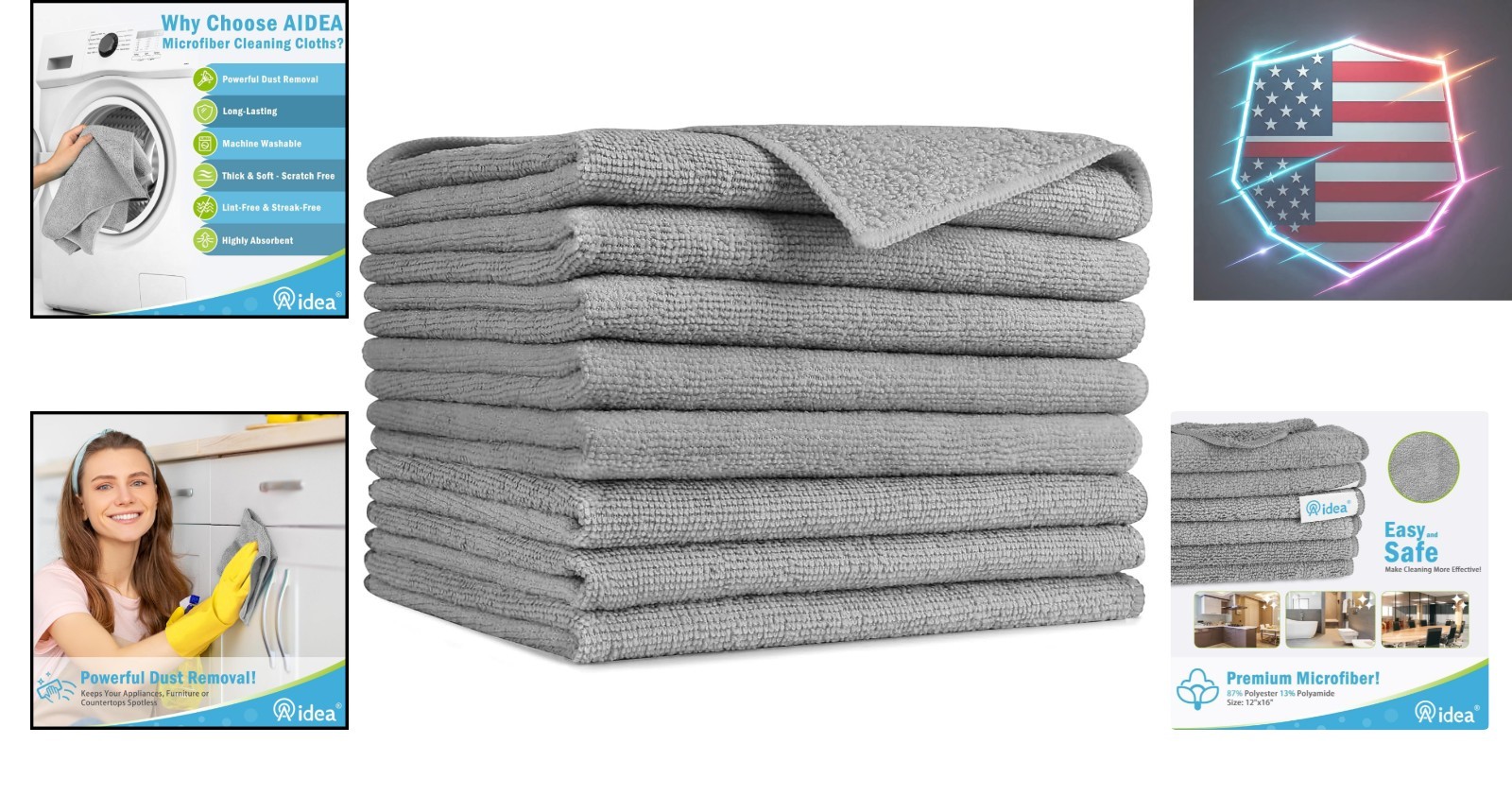 Microfiber Cleaning Cloth-8PK, Soft Microfiber Towels for Cars, Absorbent Cle…